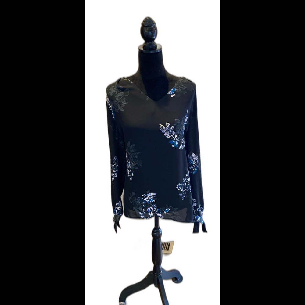 Roz & Ali Floral Blouse Sz XL Sheer  Long Sleeve Dressy‎ Casual Peasant Boho Top